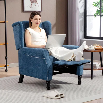The Range HOMCOM Recliner Armchair Wingback Chair with Button Tufted Back - Royal Blue