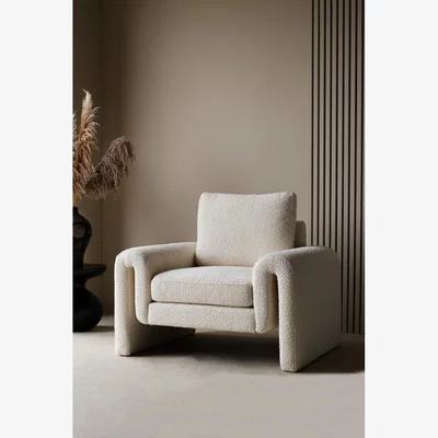 Rockett St George Ivory Boucle Fabric Curved Arm Armchair