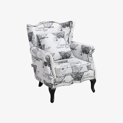 The Range Retro Butterfly Wingback Studded Armchair - White