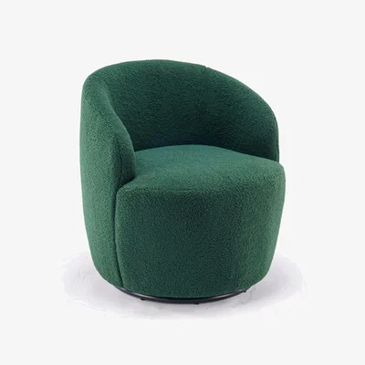 The Range Teddy Fabric Swivel Accent Armchair with Black Coating Metal Ring - Green