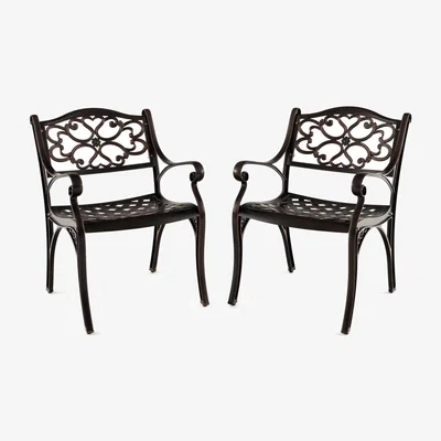 The Range 2 PCS Patio Bistro Dining Armchairs - Bronze
