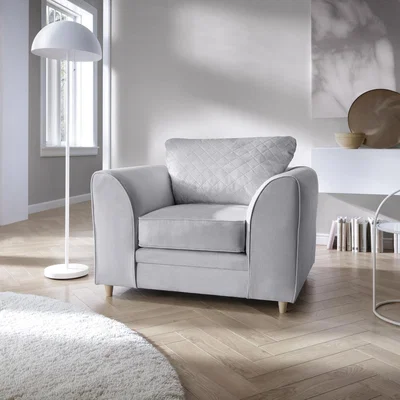 The Range Chicago Velvet Armchair  - Light Grey