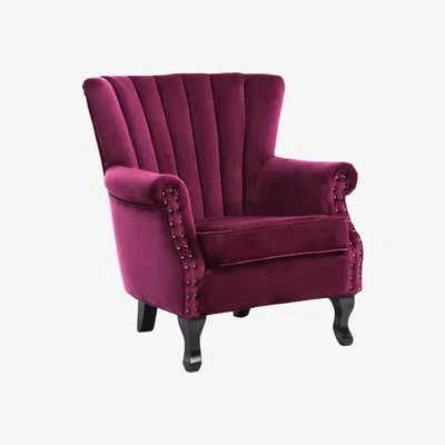 The Range Velvet European Palace Style Armchair - Wine Red