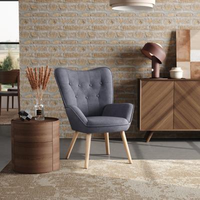 The Range Buttoned Linen Armchair - Grey