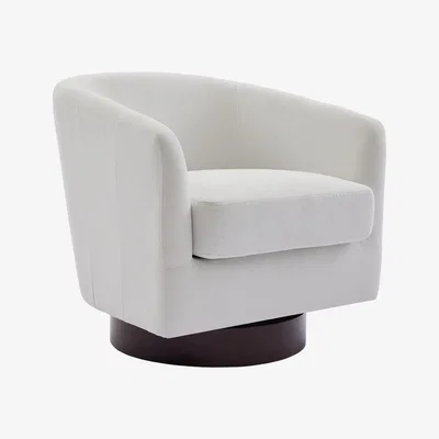 The Range Upholstered Swivel Armchair for Living Room - Beige White