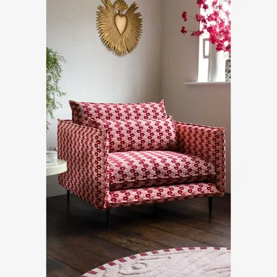 Rockett St George The Lola Snuggle Seat in Woven Red & Pink Lips Velvet