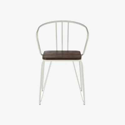 The Range District White Metal And Elm Wood Armchair - White