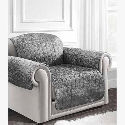 The Range Crushed Velvet Sofa Protector - Silver  / Armchair
