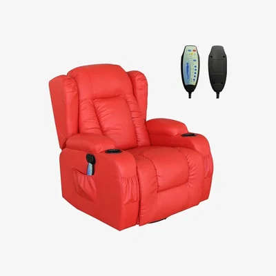 The Range WESTWOOD Leather Recliner Armchair Swivel Heated Massage Chair  - Red