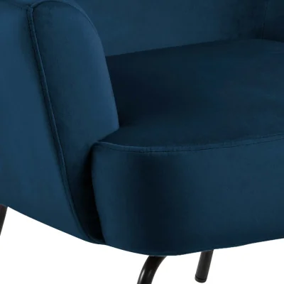 The Range Wyld Haus Kobe Navy Velvet Lounge Chair with Matt Black Steel Base - Navy