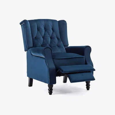 The Range Althorpe Wing Back Recliner Chair - Midnight Blue / Velvet