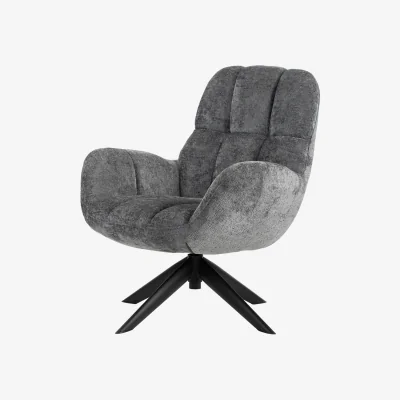 The Range Armchair with Swivel Function Grey Chenille - Grey