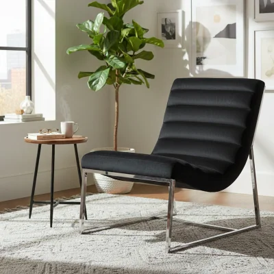 The Range Vogue Midnight Velvet Curving Profile Lounge Chair - Blue