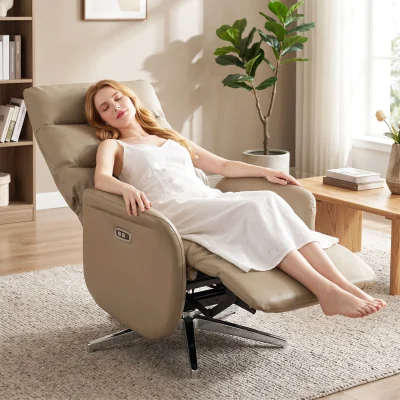 The Range HOMCOM Recliner Armchair Swivel Recliner with Type C - Brown