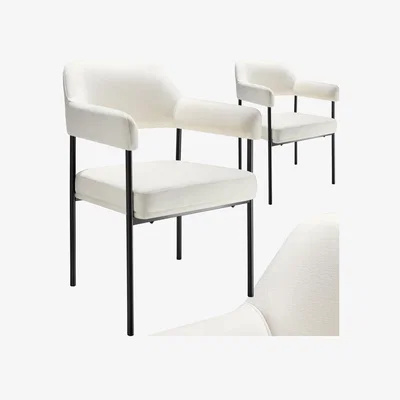 The Range Armchair Doe, Upholstered, Steel Legs - White/Black / 2 / 85cm