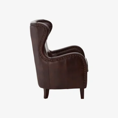 The Range Victor Brown Leather Lounge Chair - Brown