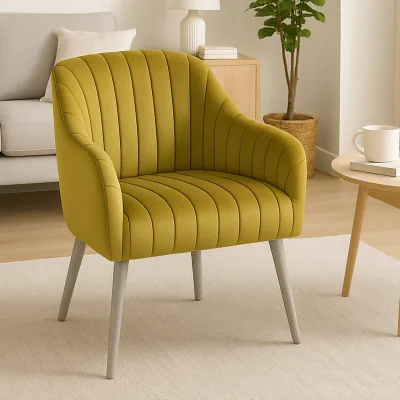 The Range Louxor Mustard Fabric Armchair - Yellow