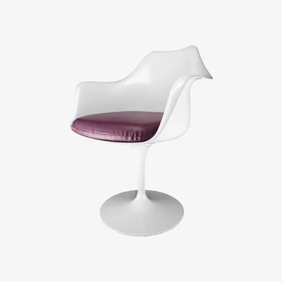 The Range White Tulip Armchair with PU Cushion - Purple
