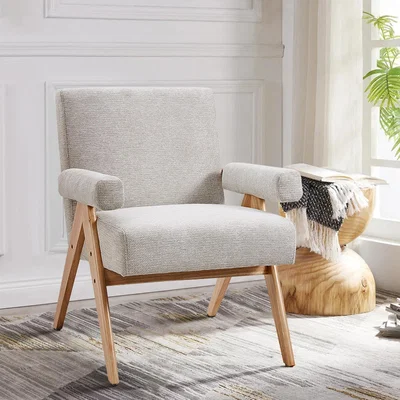 The Range Linen Upholstered Accent Armchair - Beige