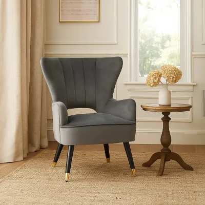 The Range Sloan Grey Velvet Armchair - Grey