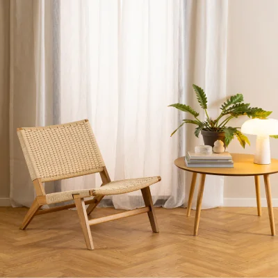 The Range Carson Lounge Chair in Off White and Oak - Off White and Oak