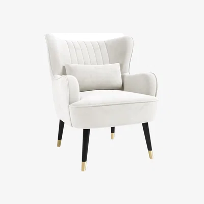 The Range Teddy Fleece Wing Back Armchair with Lumbar Pillow - White