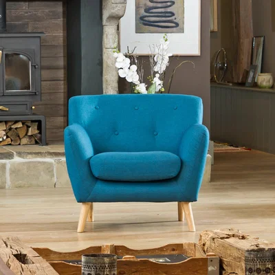The Range Lynwood 86cm Wide Scandi Style Hessian Fabric Armchair - Teal