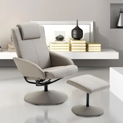 The Range Adjustable PU Leather Recliner - Neutral Grey