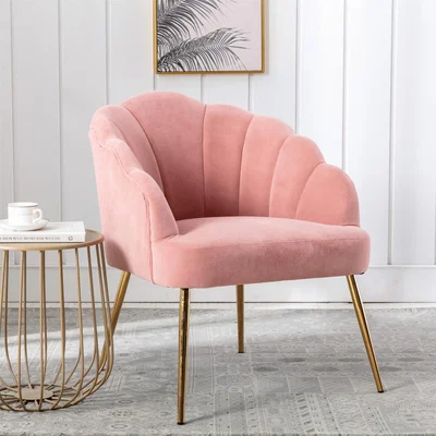 The Range Valerie Shell Backed Velvet Accent Armchair - Pink