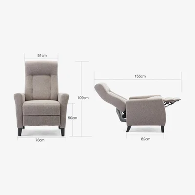The Range Eppleworth Linen Fabric Pushback Recliner Armchair - Pumice