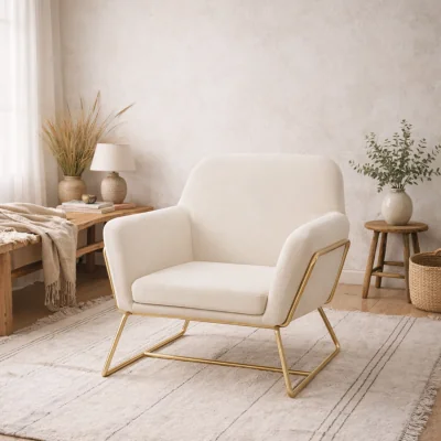 The Range Marselle Cream Velvet Armchair with Matt Black Metal Legs - Cream
