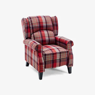 The Range Estonia Tartan Fabric Armchair Push Back Recliner - Red