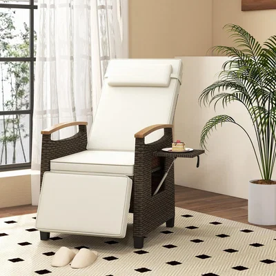 The Range Patio Rattan Lounge Chair - White
