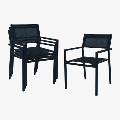 The Range Mamba Metal Canvas Dining Armchairs - 57cm - Pack of 4 - Black