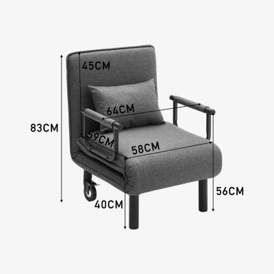 The Range Modern Foldable Single Sofa Bed Upholstered Lounge Armchair Grey  - Light Grey