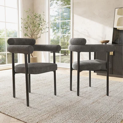 The Range Faux Suede Upholstered Armchairs set of 2 - Grey