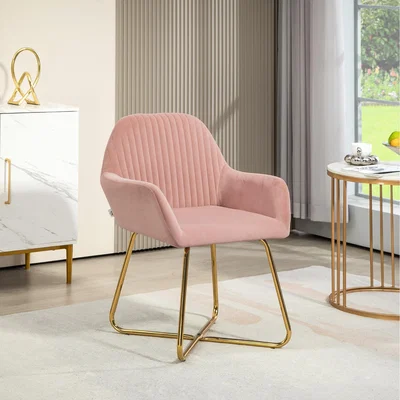 The Range HOMCOM Velvet Armchair with Metal Base - Pink