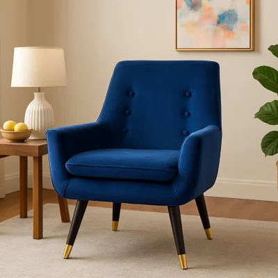 The Range Sara Midnight Velvet Armchair - Blue