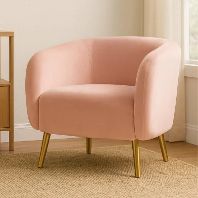 The Range Louxor Pink Velvet Round Armchair - Pink