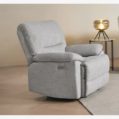 The Range Oxford Grey Fabric Electric Reclining Armchair - Grey