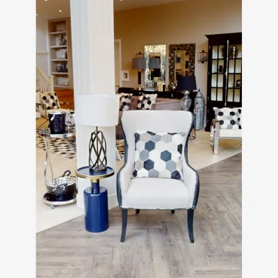 The Range Doucet Natural Fabric Armchair with Black Leather Effect Back - Natural