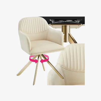 The Range Armchair Lona - Upholstered, Rotatable, High Backrest - Cream & Gold / Gold / 1