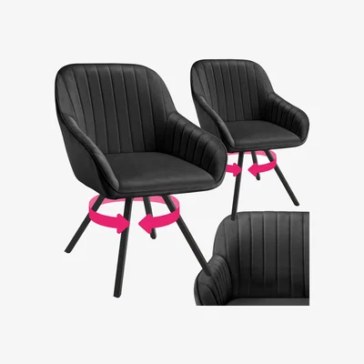 The Range Armchair Snug - Velvet Look, Padded Swivel Chair - Black / 2