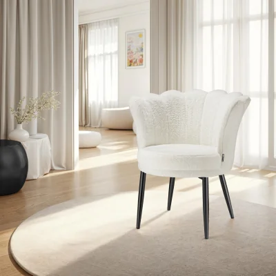 The Range Armchair Stella, Thick Padding, 67x64x76cm - Faux Fur Cream/Black