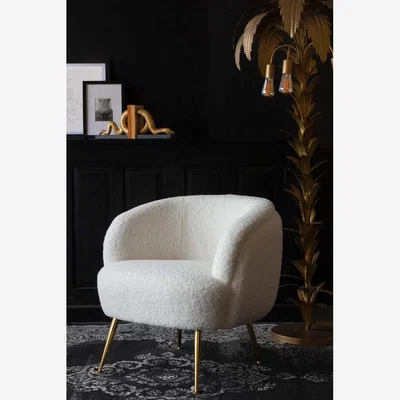 Rockett St George White Teddy Armchair With Gold Legs
