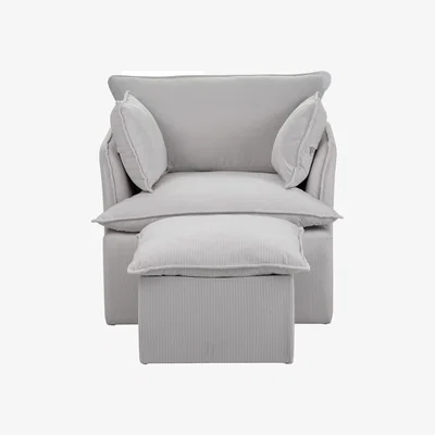 The Range Snuggle Armchair with Stool - Grey