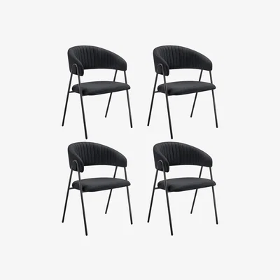 The Range Dining Chair Bedano - Padded, Woven Fabric Armchair - Black / 4