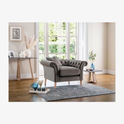 The Range Olivia Velvet Chesterfield Armchair - Grey