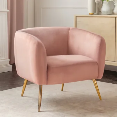The Range Yasmeen Pink Velvet Armchair - Pink