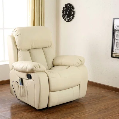 The Range Chester Heated Leather Massage Recliner Chair - Cream